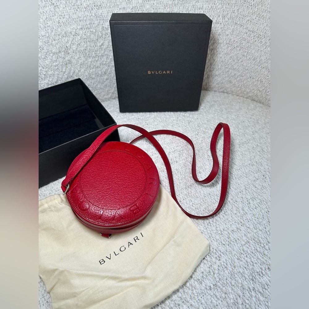BVLGARI Round Leather Red Crossbody Bag